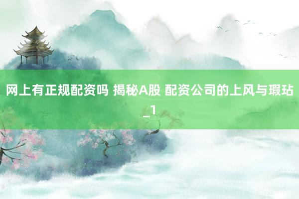 网上有正规配资吗 揭秘A股 配资公司的上风与瑕玷_1