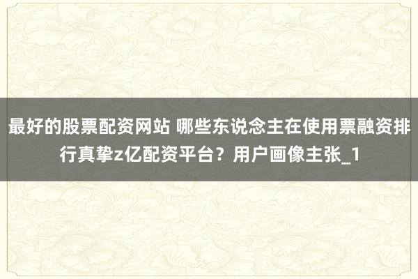 最好的股票配资网站 哪些东说念主在使用票融资排行真挚z亿配资平台？用户画像主张_1